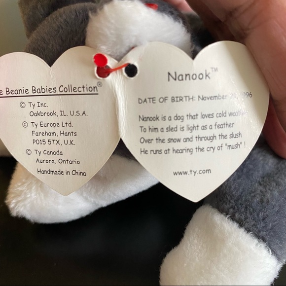Ty Beanie Babies Nanook the Husky  Rare Retired, Birthday November 21, 1996 - Picture 4 of 5
